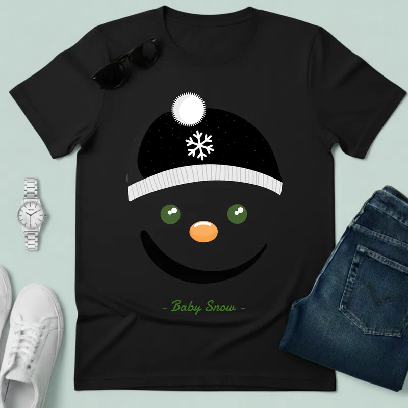 Baby Snow Karácsonyra - Férfi póló - Fekete - Ünnepek - Karácsonyra