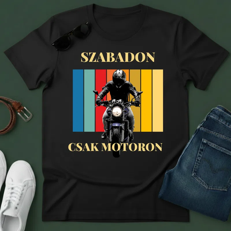 Colorful Vintage T-shirt Design 1 Járművek Motor - Férfi póló - Fekete - Járművek - Motor