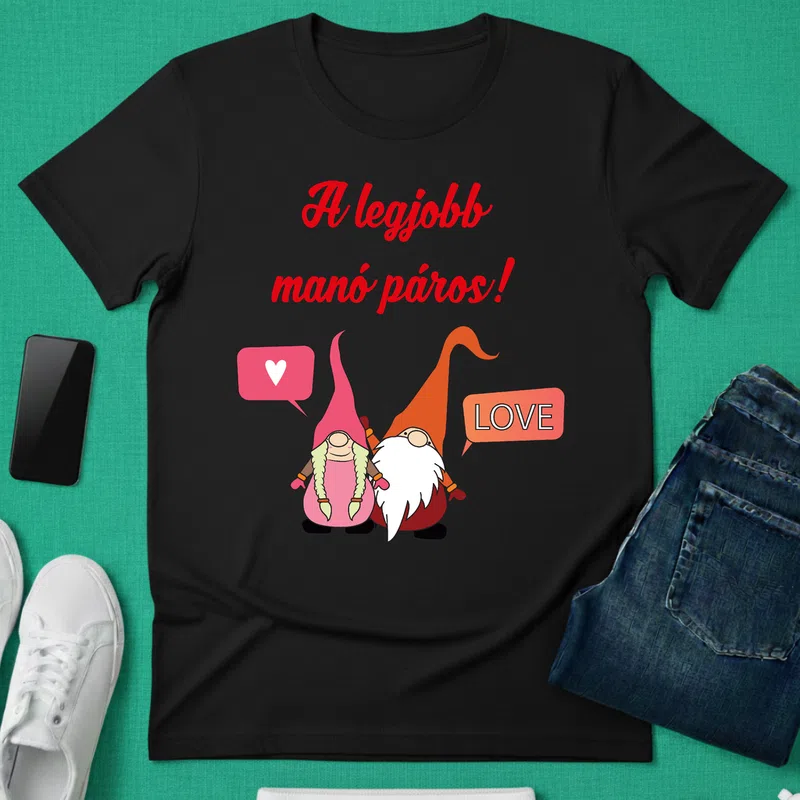 A legjobb manó páros Szerelmes Páros - Férfi póló - Fekete - Páros - Szerelmes