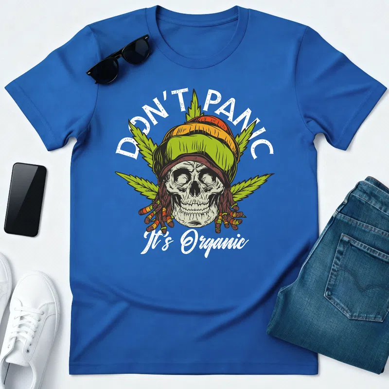 Don't panic it's organic Halloweenre - Férfi póló - Királykék - Ünnepek - Halloweenre