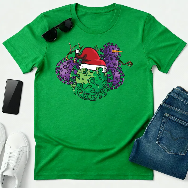 8083-CovidChristmas-tshirt-PR_hoodie Karácsonyra - Férfi póló - Zöld - Ünnepek - Karácsonyra