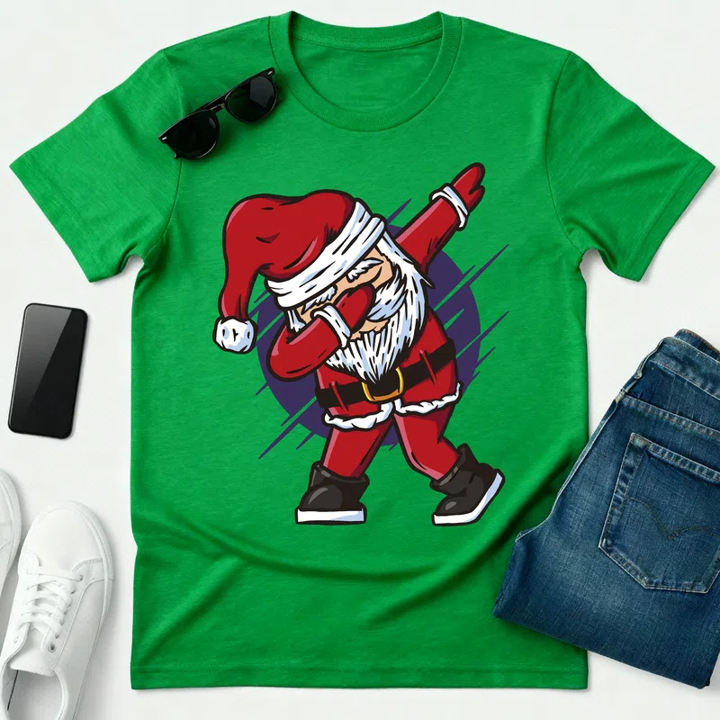 16598-DabbingSantaTshirt-PR_t-shirt Karácsonyra - Férfi póló - Zöld - Ünnepek - Karácsonyra