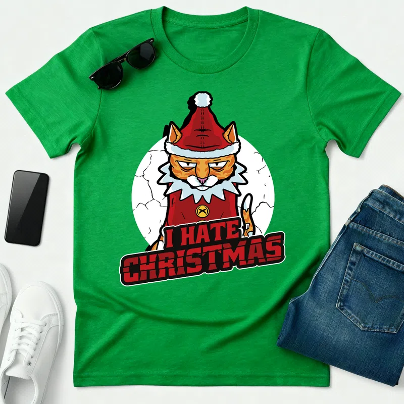 TshirtHateChristmas-PR_t-shirt Karácsonyra - Férfi póló - Zöld - Ünnepek - Karácsonyra