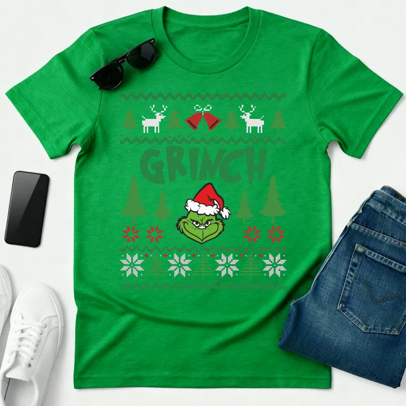 ugly grinch Karácsonyra - Férfi póló - Zöld - Ünnepek - Karácsonyra