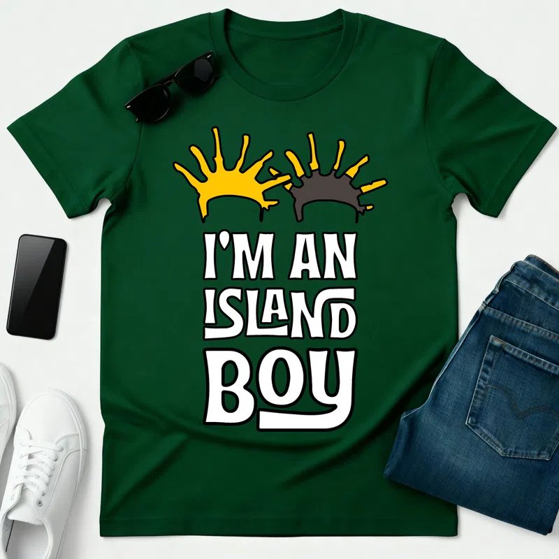I'm an Island Boy - Férfi póló - Erdőzöld - Vicces - Vicces szöveg