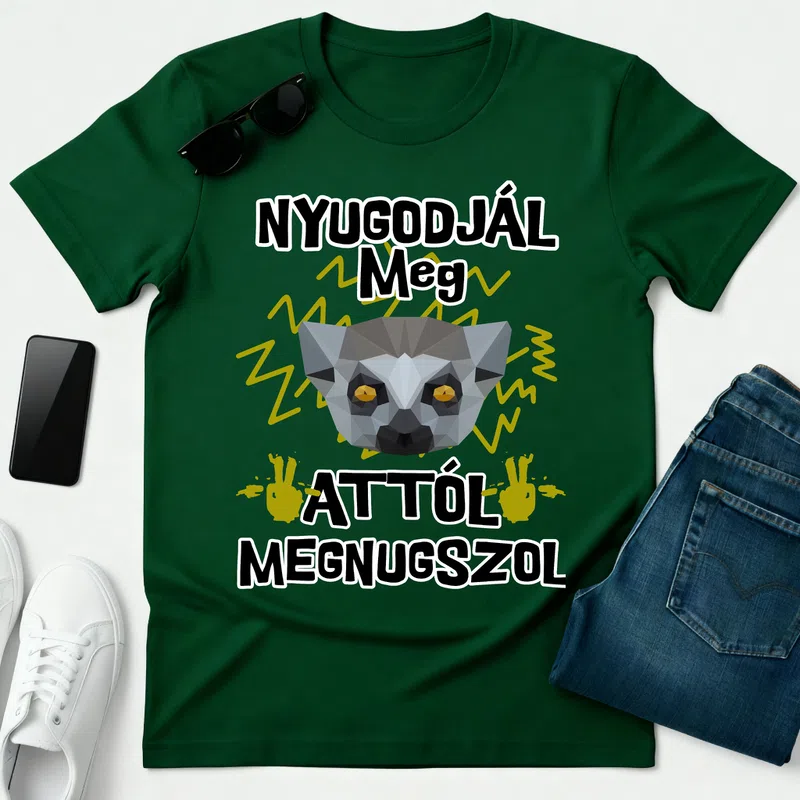 NYUGODJÁL Meg - Férfi póló - Erdőzöld - Vicces - Vicces szöveg