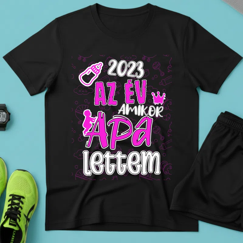 2023 Az év amikor Apa lettem Páros - Férfi póló - Fekete - Páros - Apa - Gyerek