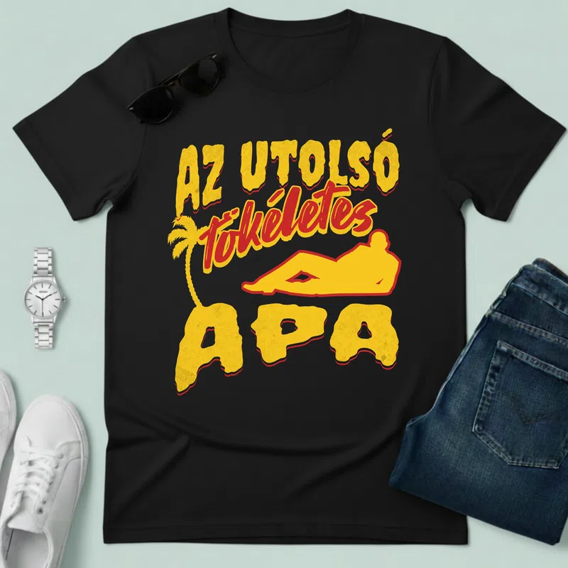 Az utolsó tökéletes apa – vicces retró Család - Férfi póló - Fekete - Család - Apának