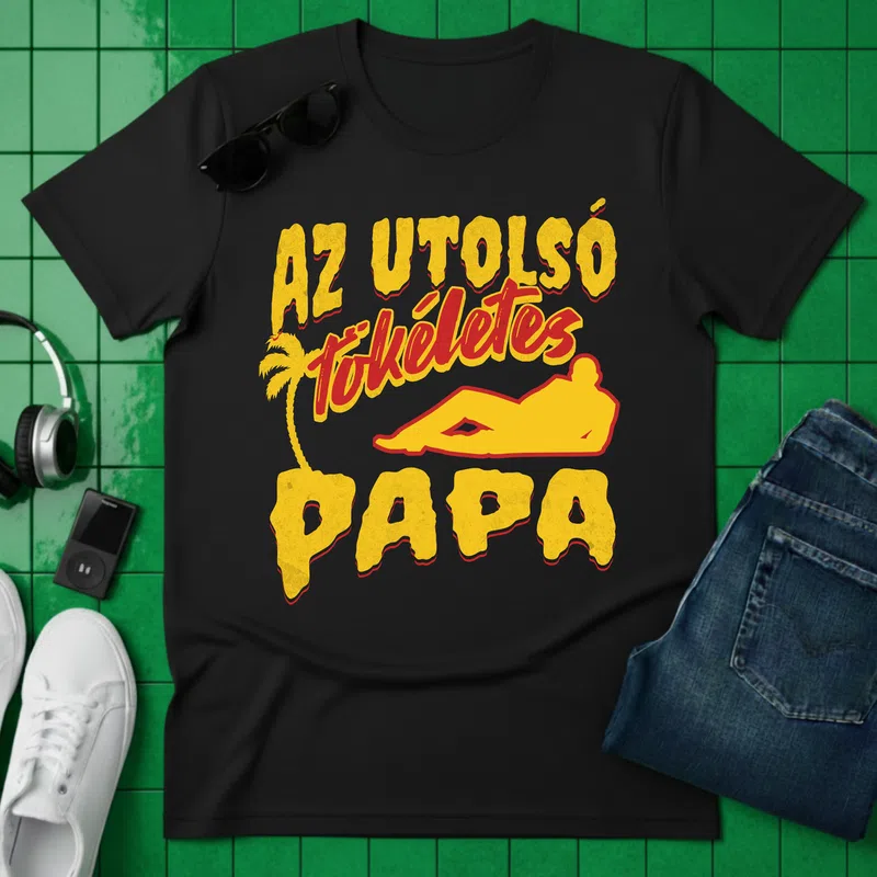 AZ UTOLSÓ tökéletes PAPA - retró nyár Család - Férfi póló - Fekete - Család - Papának