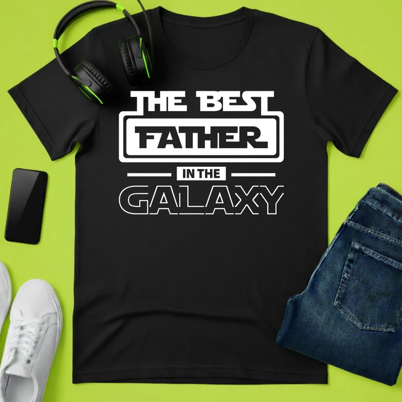 THE BEST FATHER IN THE GALAXY Star Wars Család - Férfi póló - Fekete - Család - Apának
