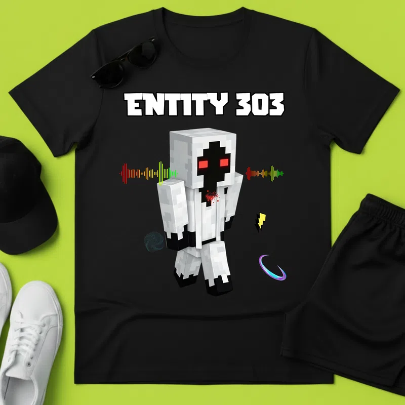 ENTITY 303 Minecraft Pixel Horror Gamer Gamer - Férfi póló - Fekete - Gamer - minecraft-polok