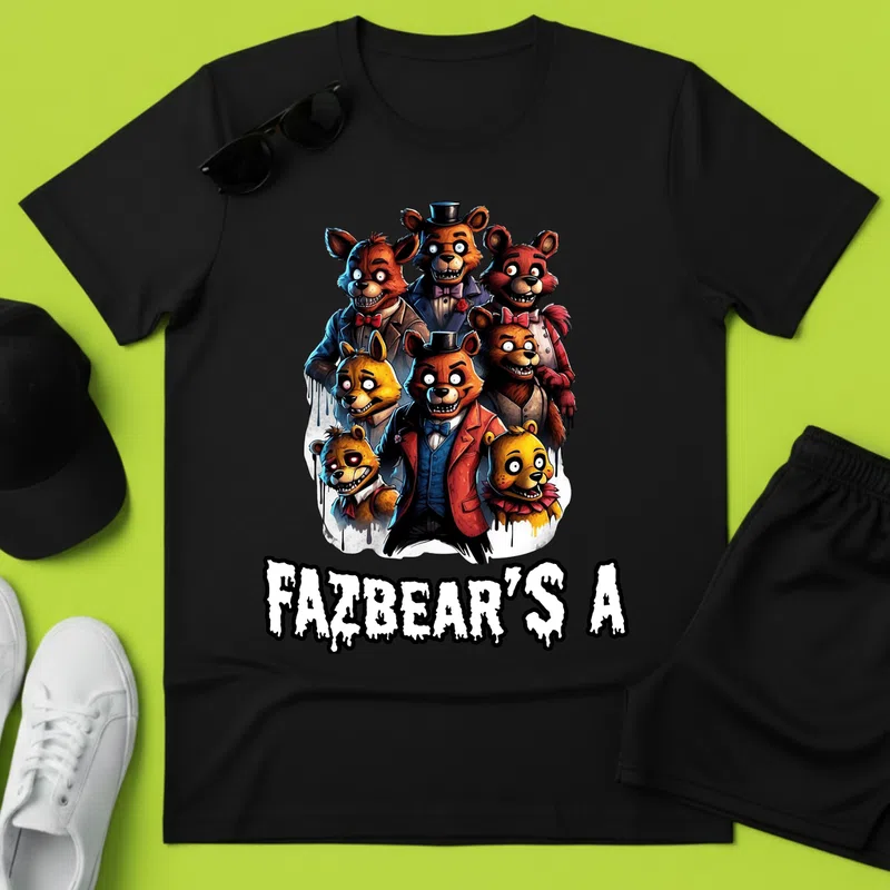 FAZBEAR'S A horror macik retro Gamer - Férfi póló - Fekete - Gamer - altalanos-gamer