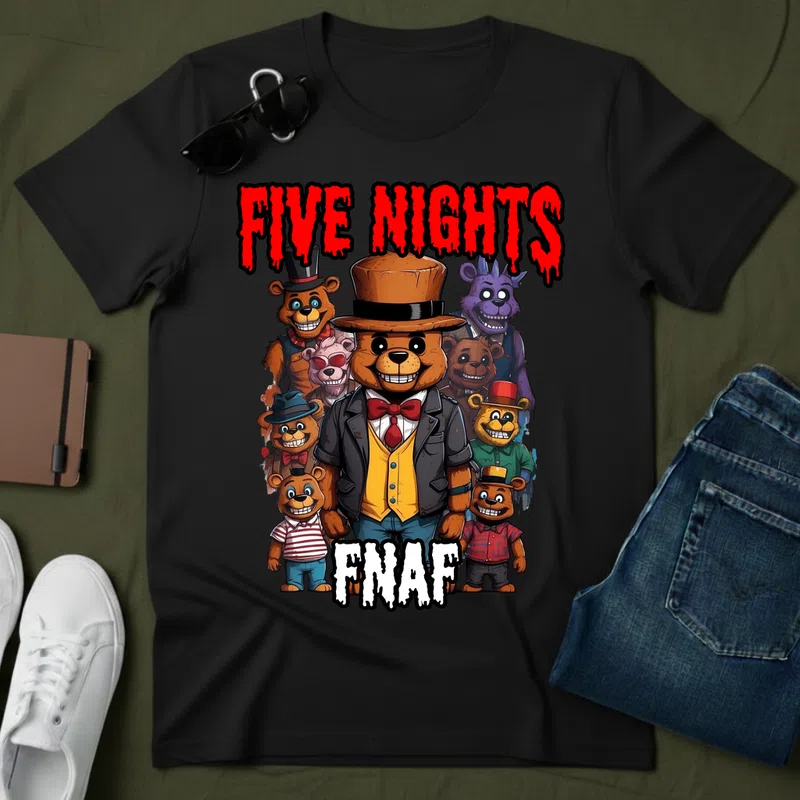 FIVE NIGHTS FNAF hátborzongató karakterek Gamer - Férfi póló - Fekete - Gamer - fnaf-freddys