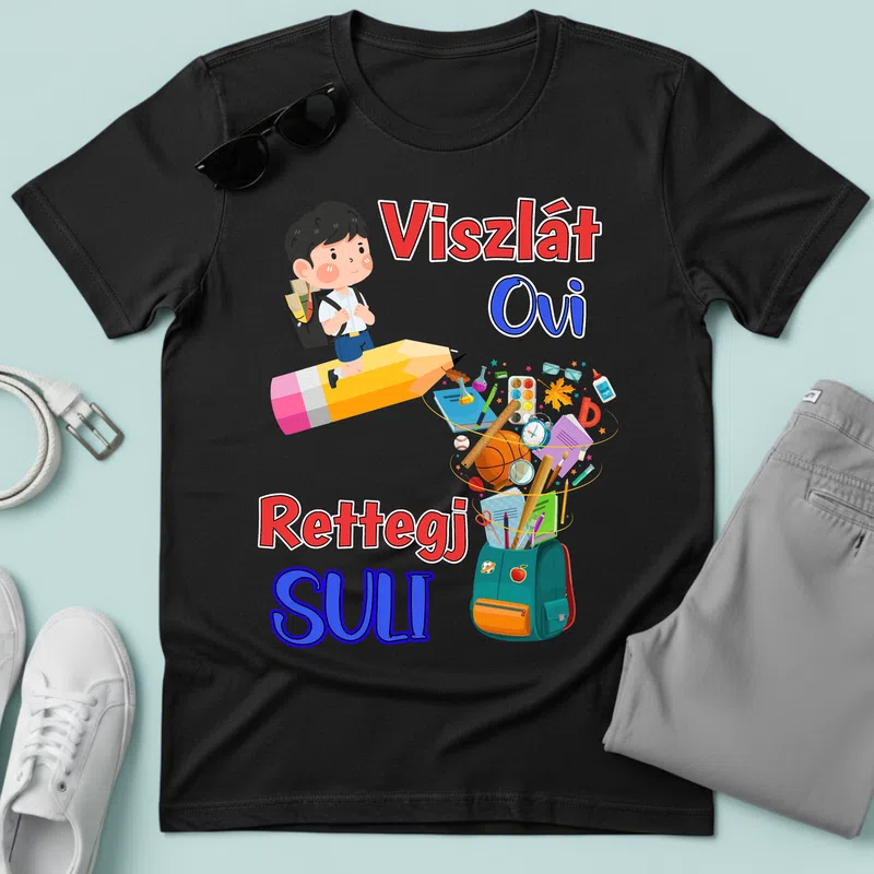 Viszlát Ovi Rettegj Suli Ballagás - Férfi póló - Fekete - Ballagás - Óvoda