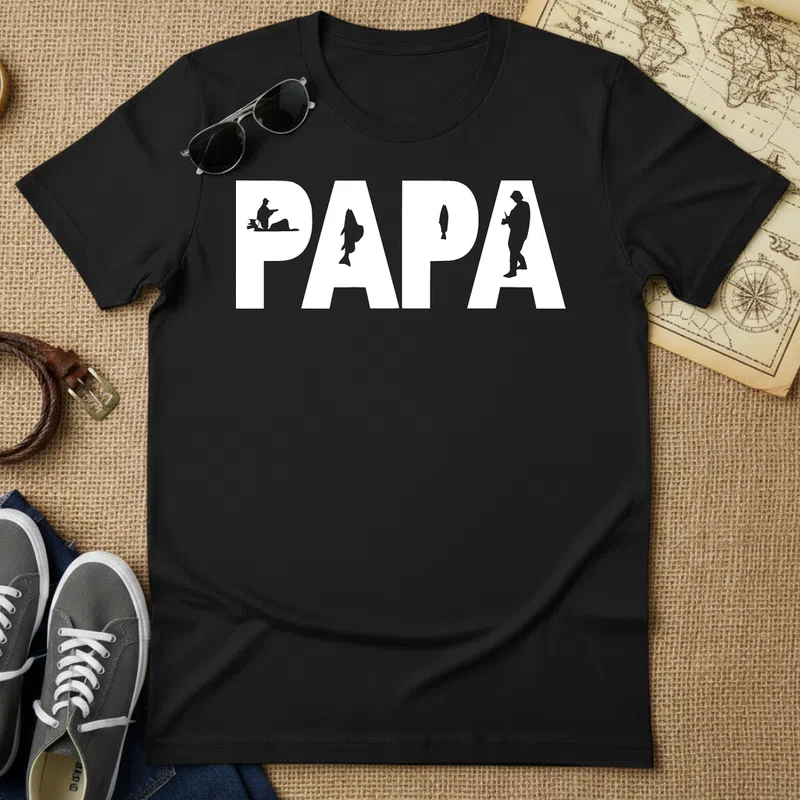 PAPA Horgász Stílus Hobbi - Férfi póló - Fekete - Hobbi - Horgász