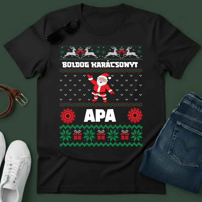 Boldog Karácsonyt Apa Ünnepek - Férfi póló - Fekete - Ünnepek - Karácsonyra