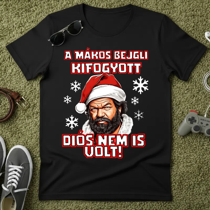 A MÁKOS BEJGLI KIFOGYOTT Vicces Karácsonyi Ünnepek - Férfi póló - Fekete - Ünnepek - Karácsonyra