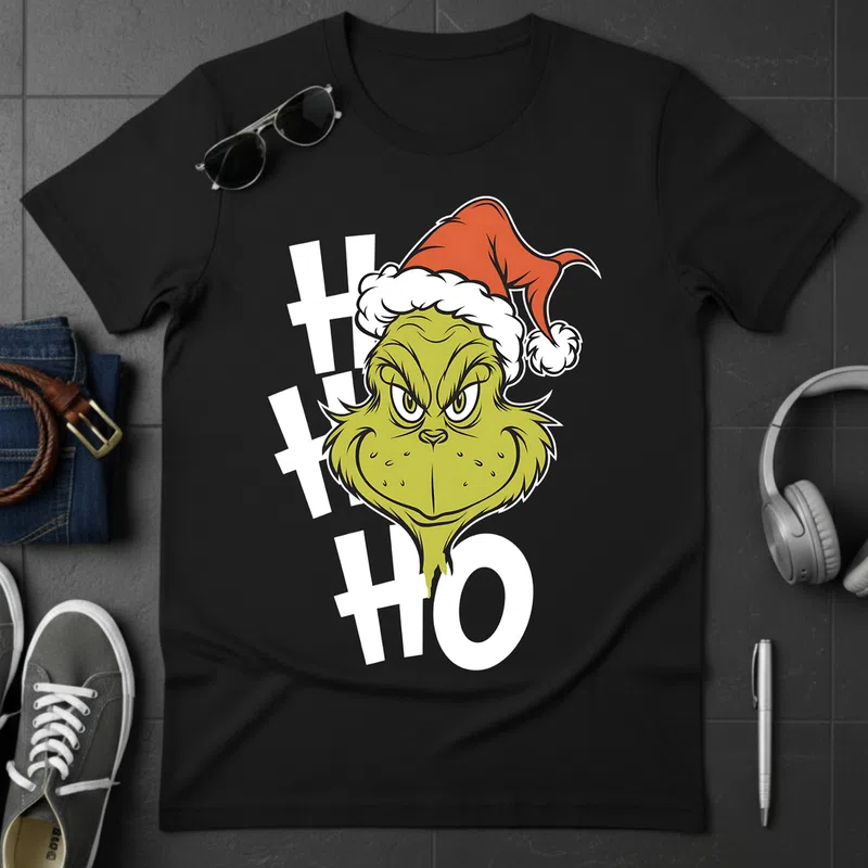 HO HO HO Grincs Huncut Ünnepek Karácsonyra - Férfi póló - Fekete - Ünnepek - Karácsonyra