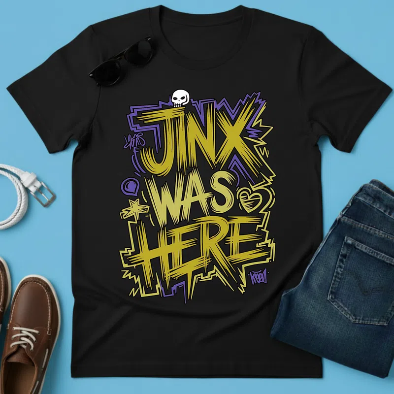 JNX WAS HERE Graffiti Neon Gamer altalanos-gamer - Férfi póló - Fekete - Gamer - altalanos-gamer