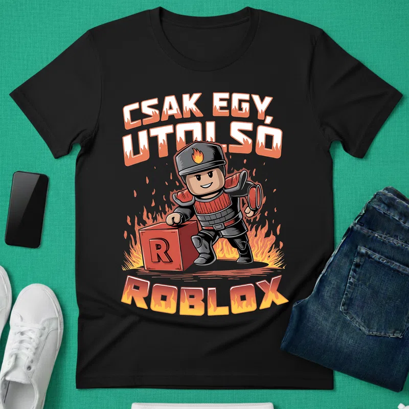 CSAK EGY UTOLSÓ ROBLOX Tűz Gamer Gamer roblox - Férfi póló - Fekete - Gamer - roblox