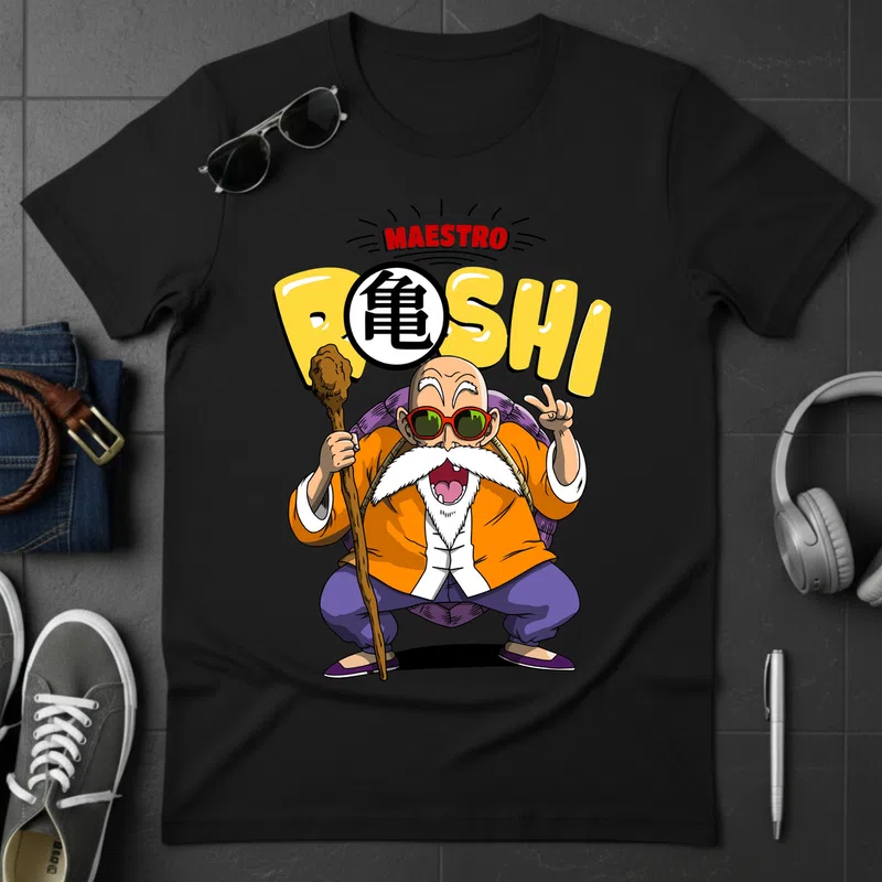 MAESTRO ROSHI anime vicces Filmek és Sorozatok Anime - Férfi póló - Fekete - Filmek és Sorozatok - Anime