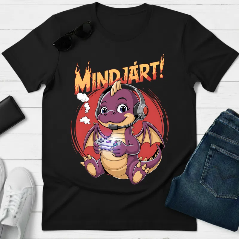 MINDJÁRT! Gamer Sárkány Vidám Gamer altalanos-gamer - Férfi póló - Fekete - Gamer - altalanos-gamer