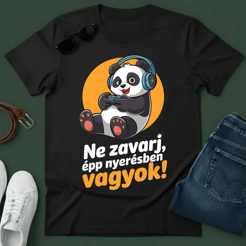 Ne zavarj, épp nyerésben vagyok! Gamer Panda Gamer altalanos-gamer - Férfi póló - Fekete - Gamer - altalanos-gamer