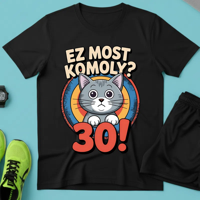 EZ MOST KOMOLY 30 Vicces Macska Születésnap - Férfi póló - Fekete - Születésnap