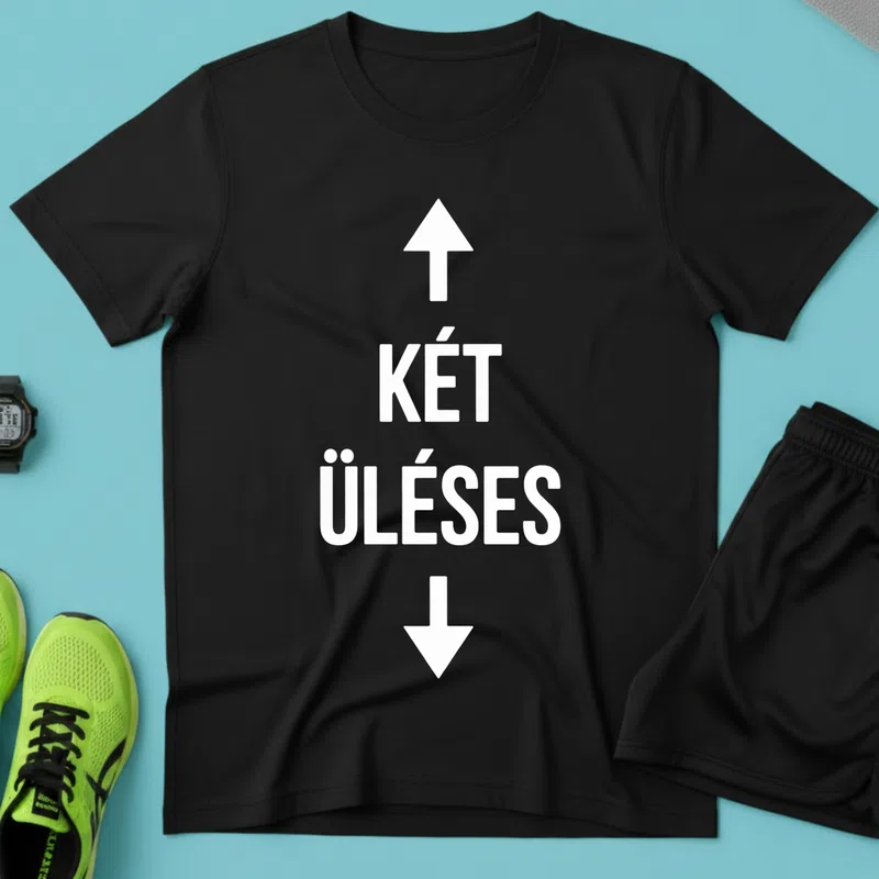 KÉT ÜLÉSES Felül Alul Nyilak Vicces - Férfi póló - Fekete - Vicces - Vicces szöveg