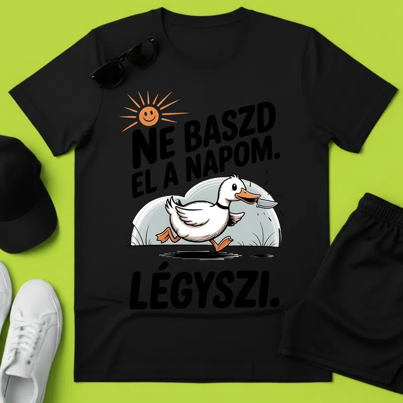 Ne baszd el a napom — vicces kacsa Vicces - Férfi póló - Fekete - Vicces - Meme