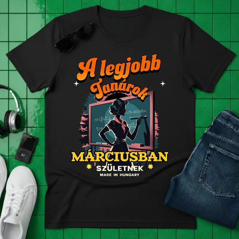 A legjobb Tanárok Márciusban Születnek Retro Vidám Foglalkozások - Férfi póló - Fekete - Foglalkozások - Tanár