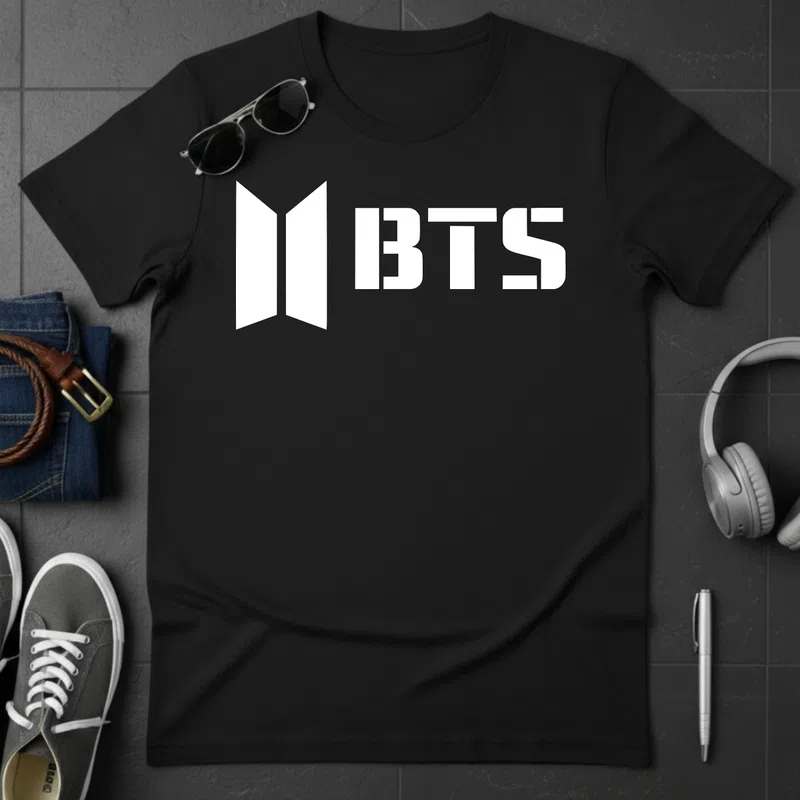BTS logó minimalista fekete fehér Hobbi - Férfi póló - Fekete - Hobbi - Zene