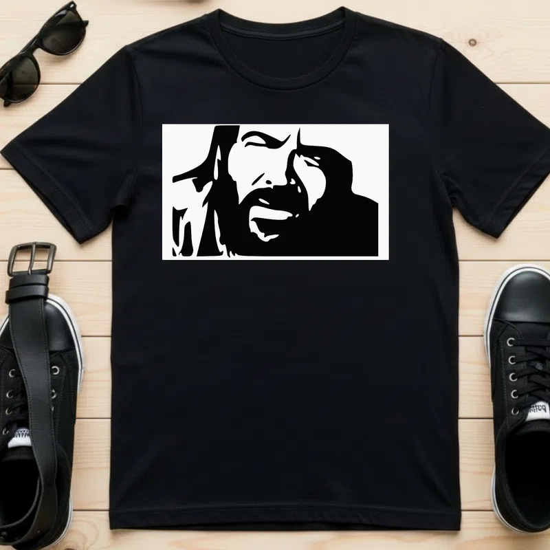 Szakállas Mosoly Minimalista Ikon Filmek és Sorozatok - Férfi póló - Fekete - Filmek és Sorozatok - Bud Spencer