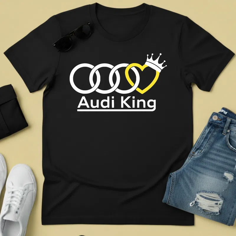 Audi King Koronás Szív Járművek - Férfi póló - Fekete - Járművek - Autó