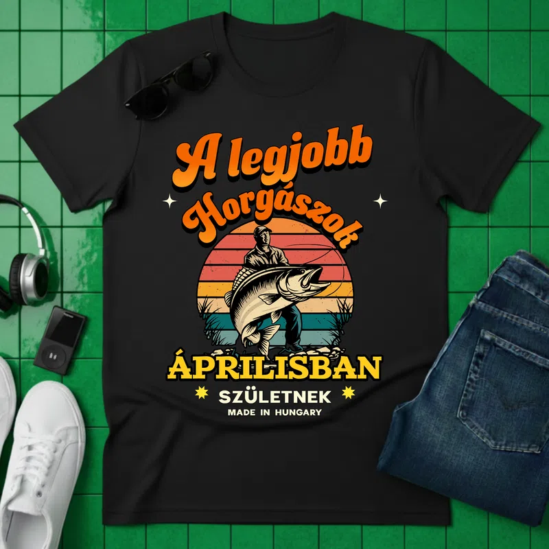 A legjobb Horgászok Áprilisban Hobbi - Férfi póló - Fekete - Hobbi - Horgász