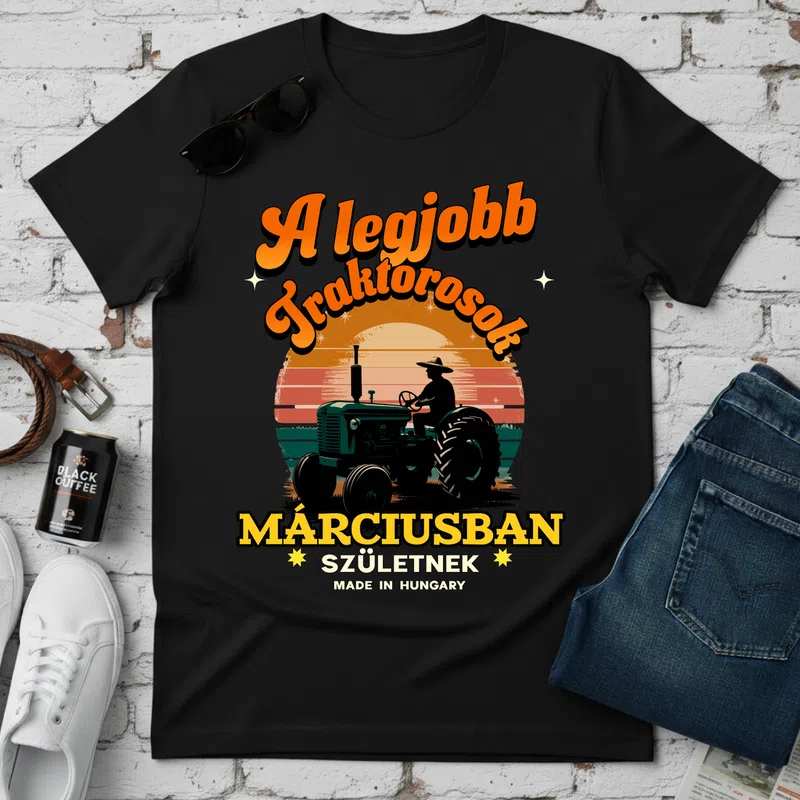 A legjobb Traktorosok Márciusban Járművek - Férfi póló - Fekete - Járművek - Traktor