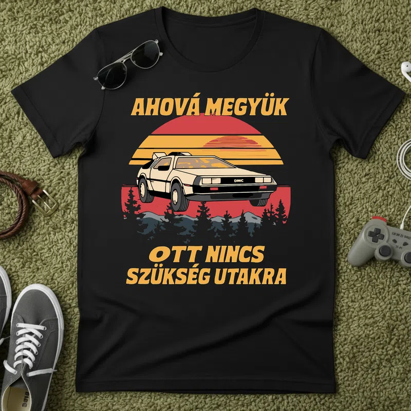 AHOVÁ MEGYÜK DeLorean Retro Járművek - Férfi póló - Fekete - Járművek - Autó