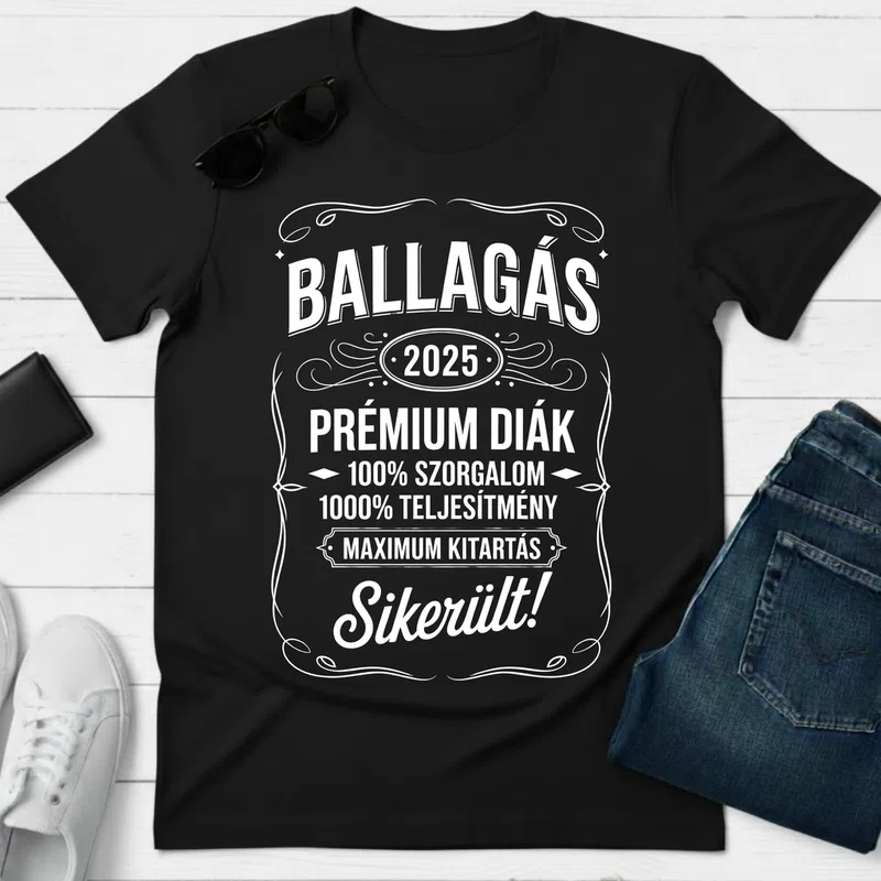 BALLAGÁS 2025 Prémium Diák Sikerült Ballagás - Férfi póló - Fekete - Ballagás - Suli