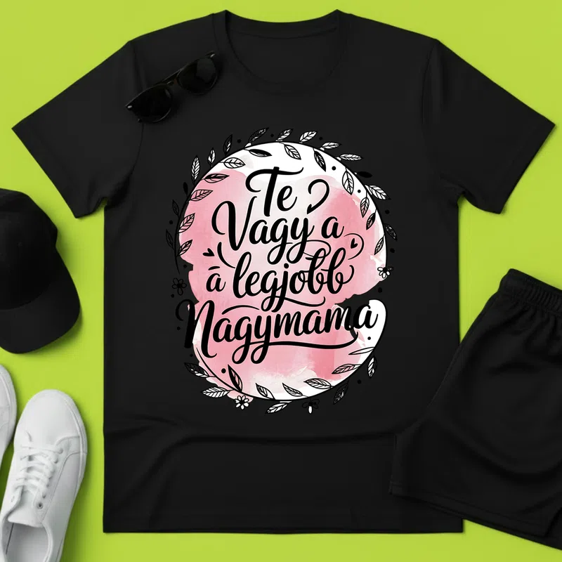 Te vagy a legjobb nagymama rózsaszín virágos Család - Férfi póló - Fekete - Család - Mamának