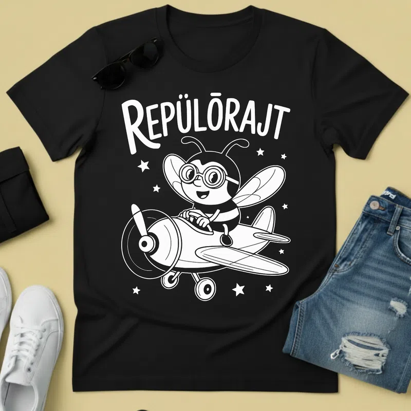 REPÜLŐRAJT Cuki Méhecske Pilóta Állatok és Természet - Férfi póló - Fekete - Állatok és Természet - Unikornis