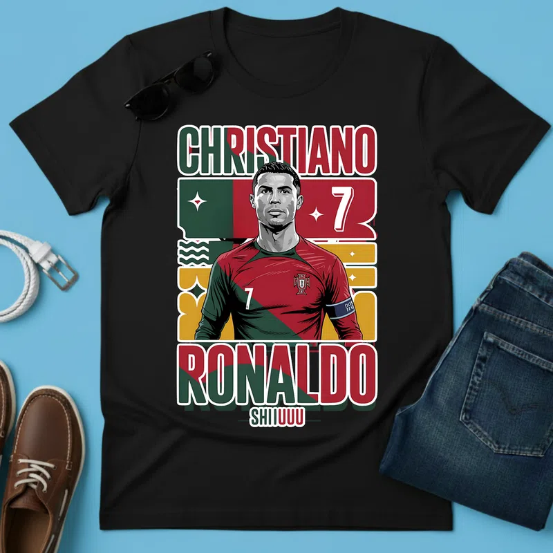 CHRISTIANO RONALDO SHIUUU (2) Sport Foci - Férfi póló - Fekete - Sport - Foci