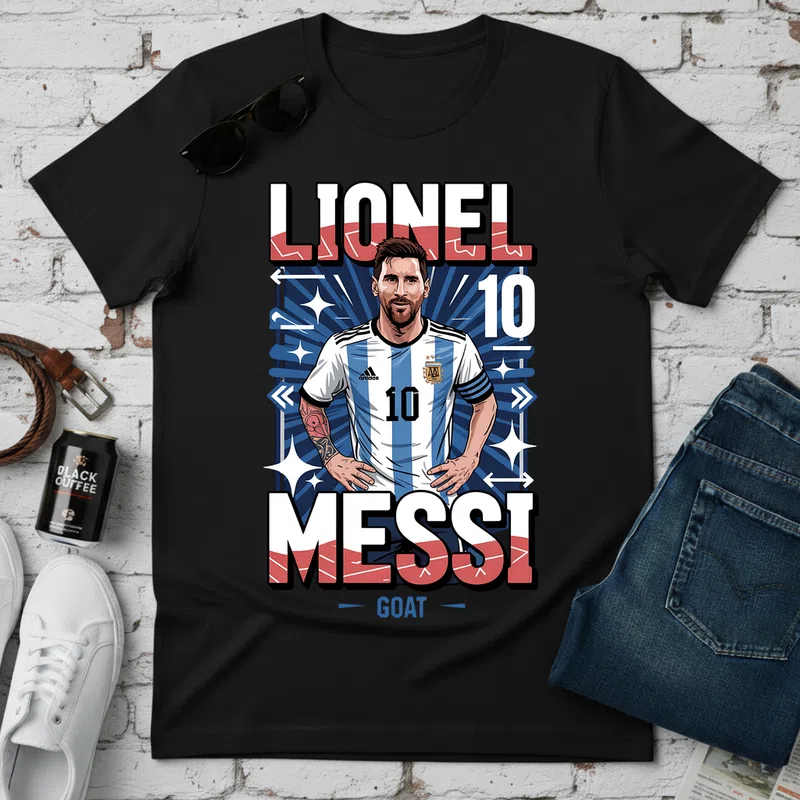 LIONEL MESSI 10 GOAT Argentina Sport Foci - Férfi póló - Fekete - Sport - Foci