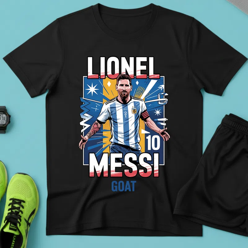 LIONEL MESSI GOAT Sport Foci - Férfi póló - Fekete - Sport - Foci