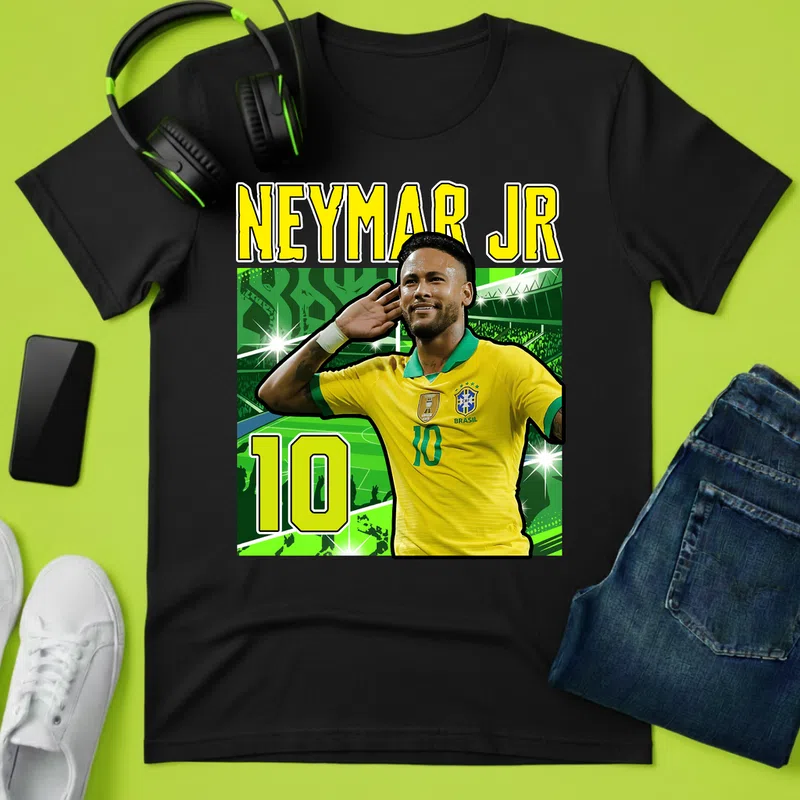 NEYMAR JR Brazília 10 Gólöröm Sport Foci - Férfi póló - Fekete - Sport - Foci