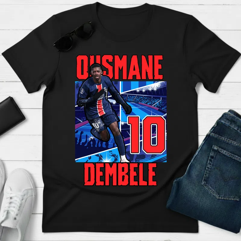 OUSMANE DEMBELE 10 Futball Hős Sport Foci - Férfi póló - Fekete - Sport - Foci