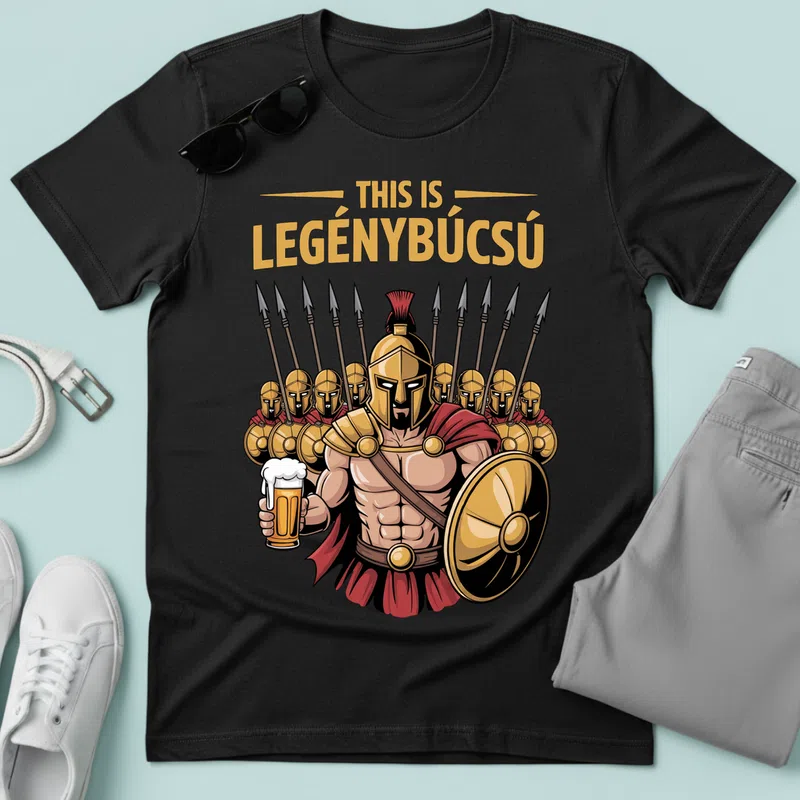 THIS IS LEGÉNYBÚCSÚ Spartai Hangulat Házasság Legénybúcsú - Férfi póló - Fekete - Házasság - Legénybúcsú