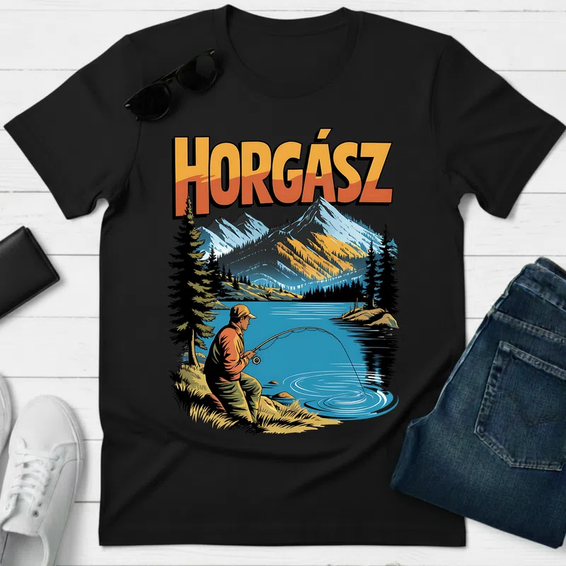 Horgász Természet Nyugalom Hobbi - Férfi póló - Fekete - Hobbi - Horgász