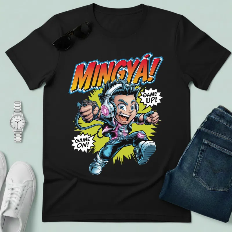 MINGYA! Game On Energikus Gamer Gamer - Férfi póló - Fekete - Gamer - altalanos-gamer