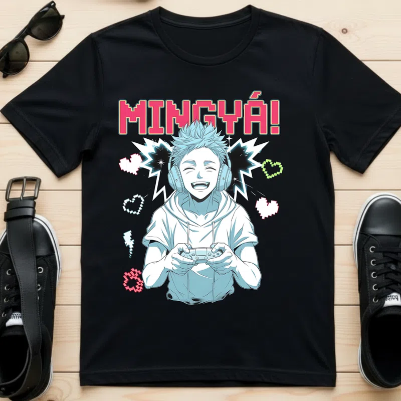 MINGYÁ! Gamer Mosoly Retro Gamer - Férfi póló - Fekete - Gamer - altalanos-gamer