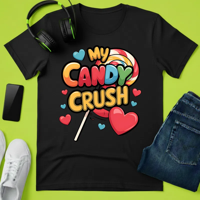 My Candy Crush Édes Vidám Szívecskés Gamer - Férfi póló - Fekete - Gamer - altalanos-gamer